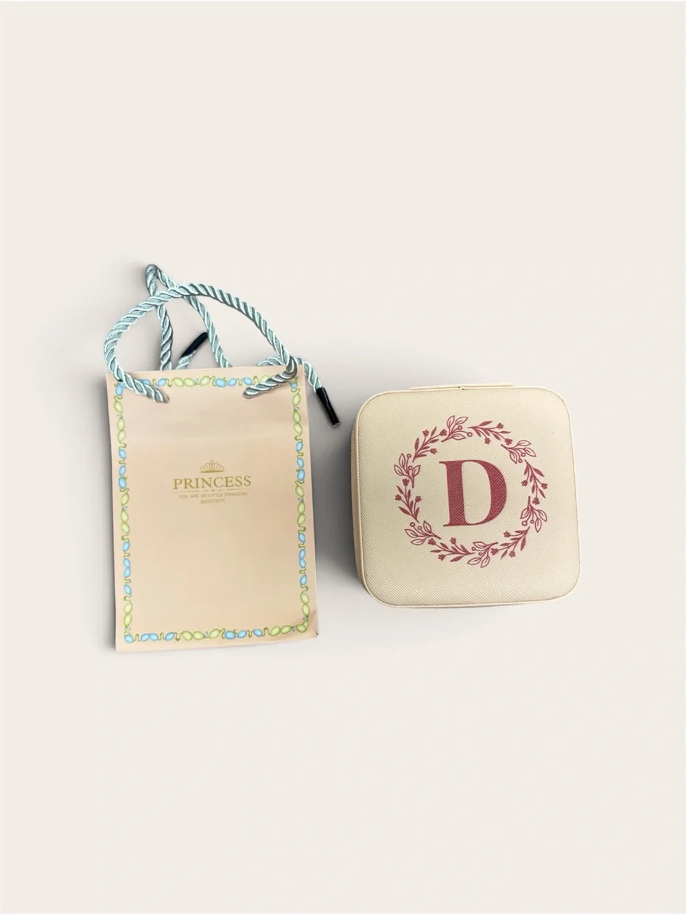 Princess pink Jewelry Case with Pink Monogram D with bracelet making supplies